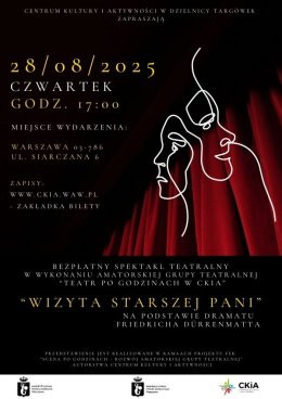 Warszawa Wydarzenie Spektakl Wizyta sarszej Pani - spektakl teatralny na podstawie dramatu Friedricha Dürrenmatta w wykonaniu ama