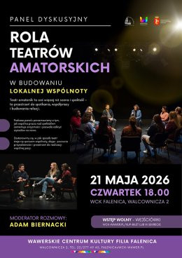 Warszawa Wydarzenie Inne wydarzenie Panel dyskusyjny - rola teatrów amatorskich w budowaniu lokalnej wspólnoty - WCK Falenica