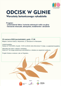 Warszawa Wydarzenie Inne wydarzenie "Odcisk w glinie" - warsztaty dla rodzin z dziećmi i młodzieży